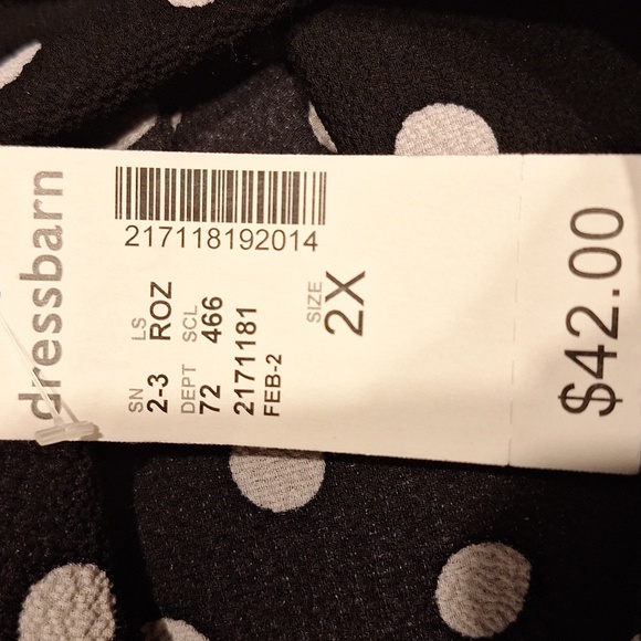 f Dressbarn Black and White Polka Dot Blouse. NWT. size 2X - Picture 4 of 5